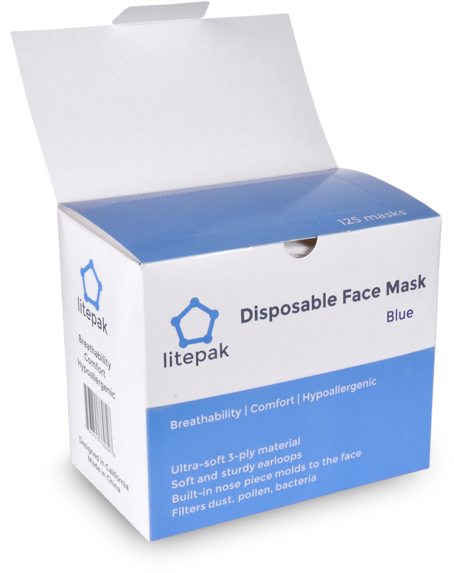 125ct Box Premium Disposable Face Mask 3-ply Earloop - Disposable Face Mask (1024x1024), Png Download