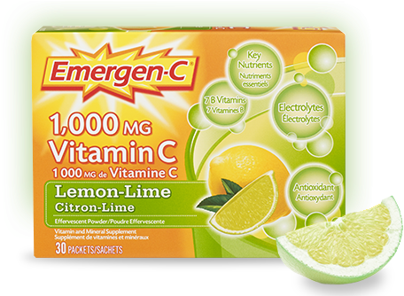 Emergen-c Lemon Lime - Emergen-c Vitamin C 1000mg Lemon-lime 30 Packets (462x333), Png Download