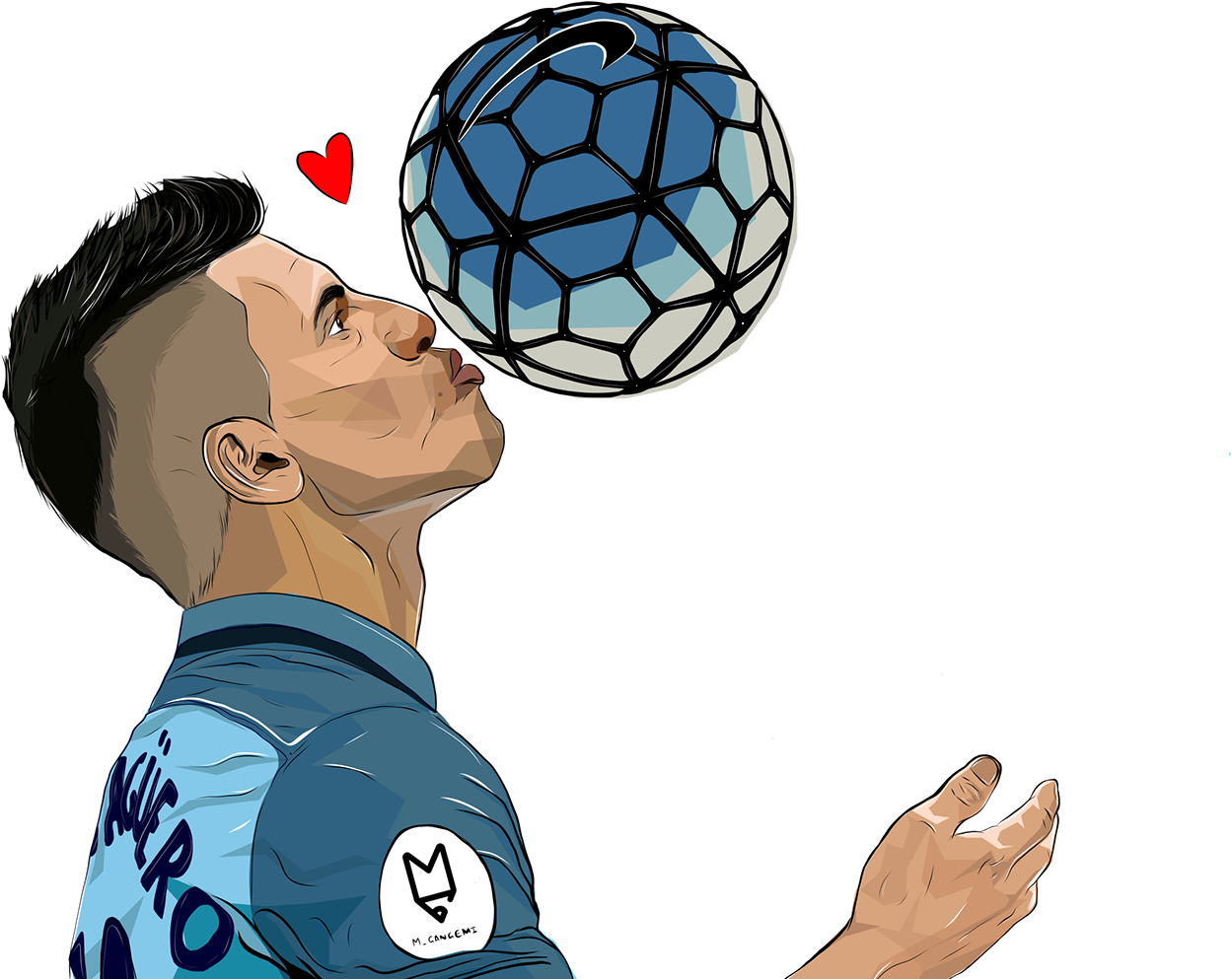 Here Are Some Fabulous Football Illustrations Featuring - Sergio Aguero Caricature (1400x1049), Png Download