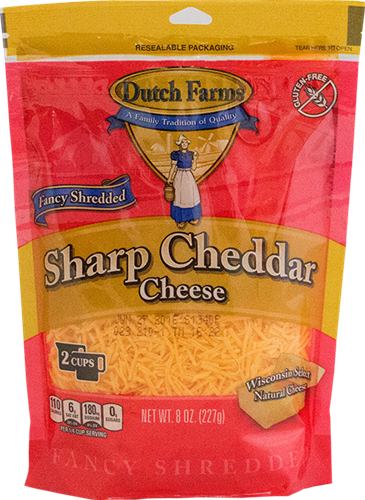 Shredded Sharp Cheddar Cheese - Dutch Farms Fancy Shredded Sharp Cheddar Cheese, 32 (365x500), Png Download
