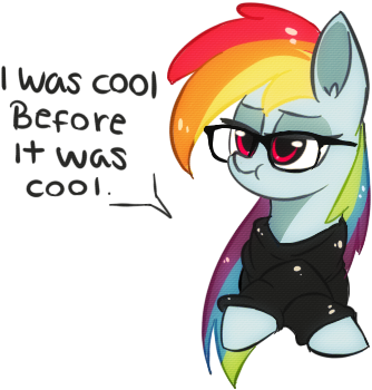 Aureai, Bust, Cute, Dialogue, Glasses, Hipster, Lidded - Rainbow Dash With Glasses (500x376), Png Download