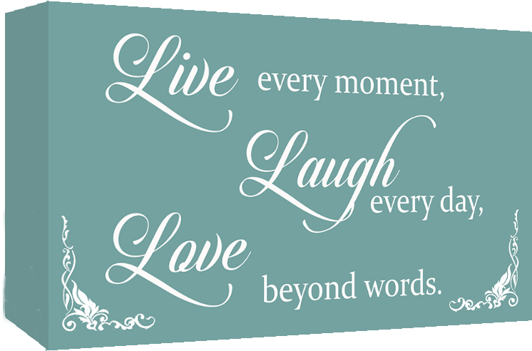 Duck Egg Blue Live Laugh Love Quote Canvas Wall Art - Small Canvas Wall Art Black And White (850x531), Png Download