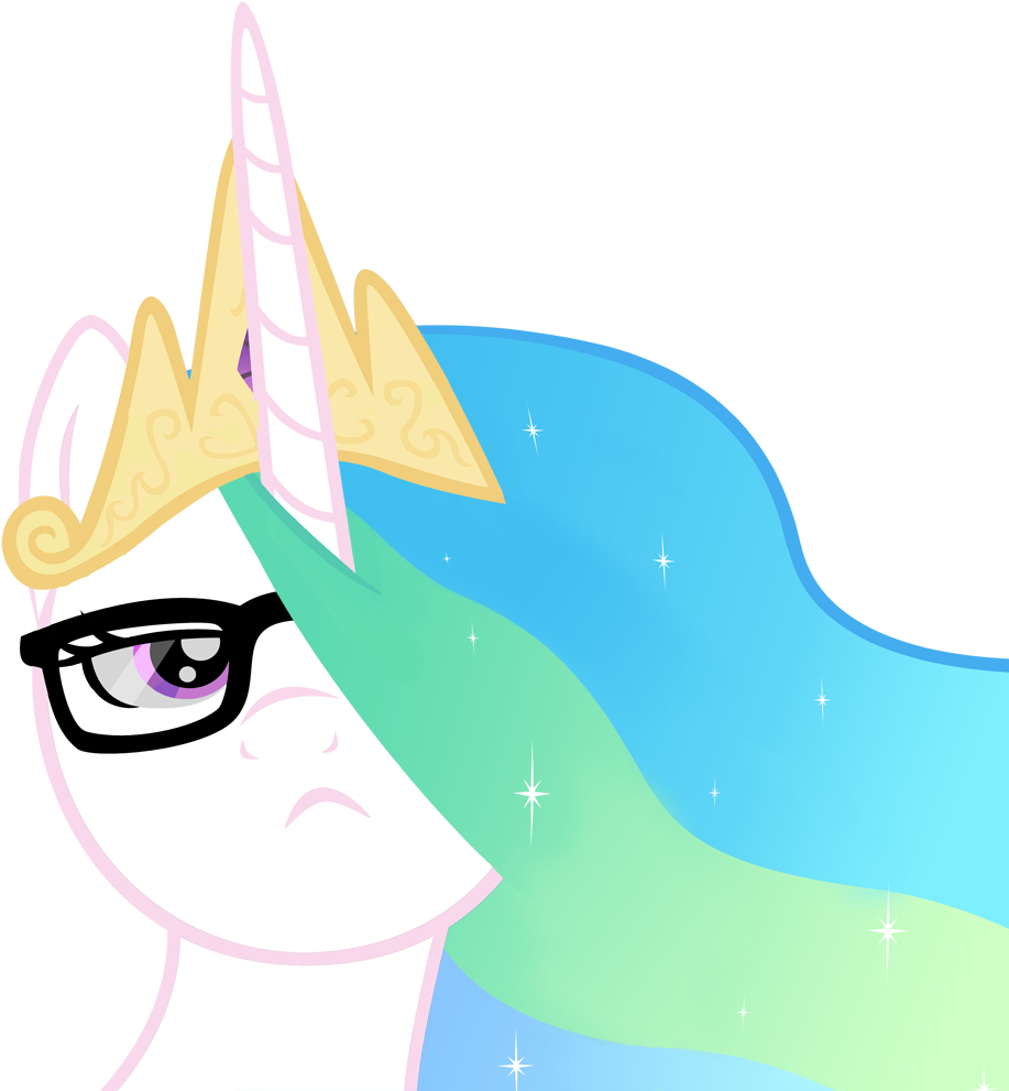 Furflux, Frown, Glasses, Hipster, Pony, Princess Celestia, - Cartoon (1000x1000), Png Download