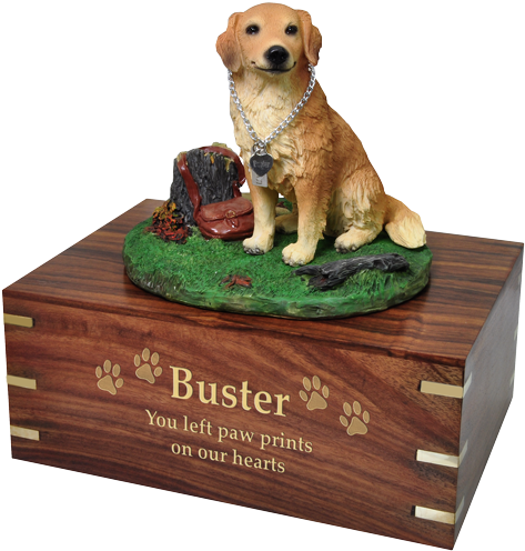 Golden Retriever, Sitting Dog Figurine Urn Engraved - Golden Retriever (500x500), Png Download