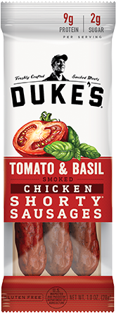 Tomato & Basil 12ct - Duke's Hatch Green Chile Smoked Shorty Sausages (466x480), Png Download