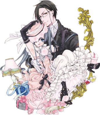 Kuroshitsuji Sebastian Michaelis Sebastianmichaelis - Ciel And Sebastian Background (344x393), Png Download