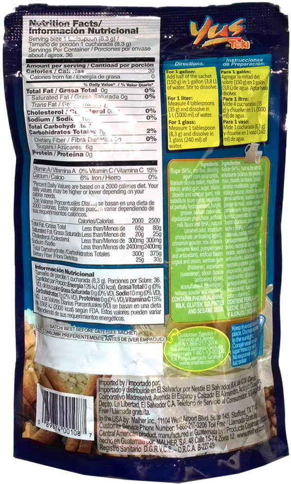 Yus Horchata Powder Drink - Yus Horchata Powder Drink 12.7 Oz - Agua Fresca Sabor (951x1024), Png Download