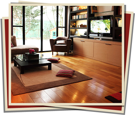 Hardwood Floored Living Room Hardwood Flooring - Floor (450x405), Png Download