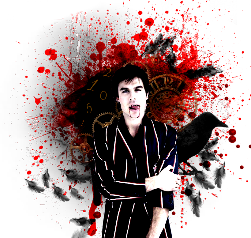 Please Pick Only One Post Type “ ” Damon Salvatore - Blood Splatter (820x777), Png Download