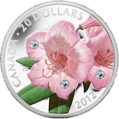 Canada 2012 20$ Rhododendron Crystal Dew Drop Proof - 2012 Fine Silver 20 Dollar Coin - Rhododendron (400x400), Png Download
