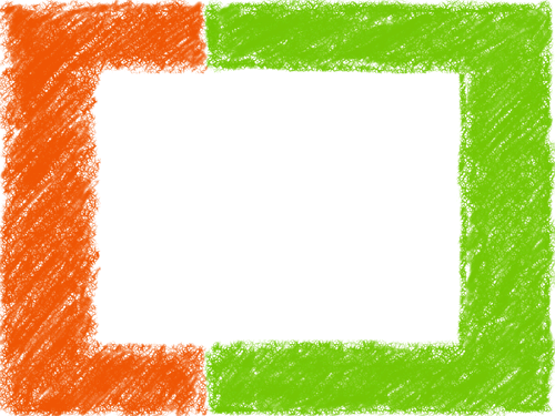Red Crayon Vert - Moldura Laranja E Azul (500x375), Png Download