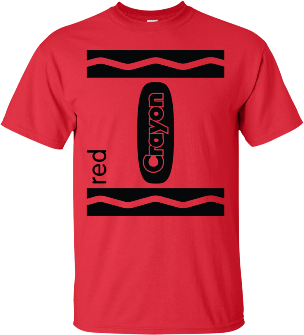 Red Crayon Halloween Couple Friend Group Costume T - Red Pink Blue Purple Orange Crayon Basic Tees (1155x1155), Png Download
