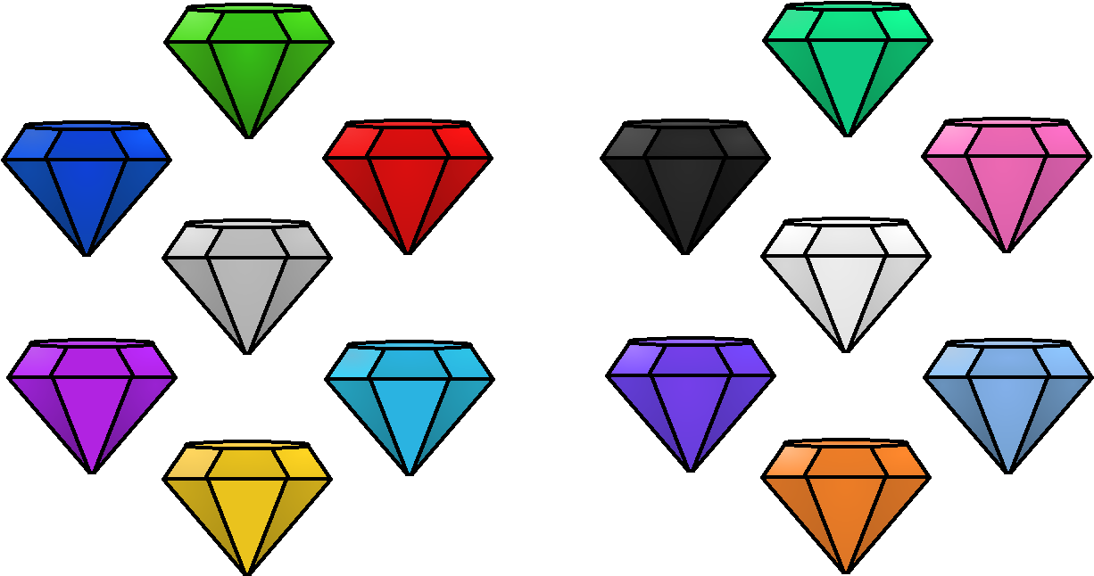 Emerald Clipart Chaos - Chaos Emeralds All Colors (1283x690), Png Download