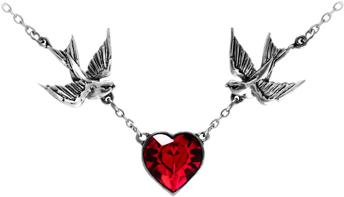 Freetoedit Necklace Birds Heart Goth Gothic Gothicjewel - Alchemy Ul17 Swallow Heart Pendant (1139x654), Png Download