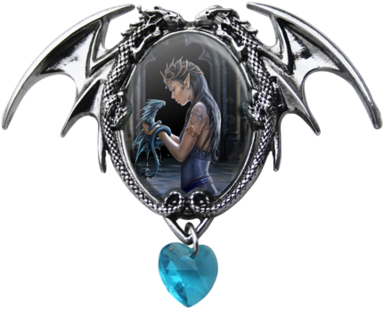 Water Dragon Cameo Necklace Anne Stokes Elf Maiden - Anne Stokes Water Dragon Cameo (480x397), Png Download