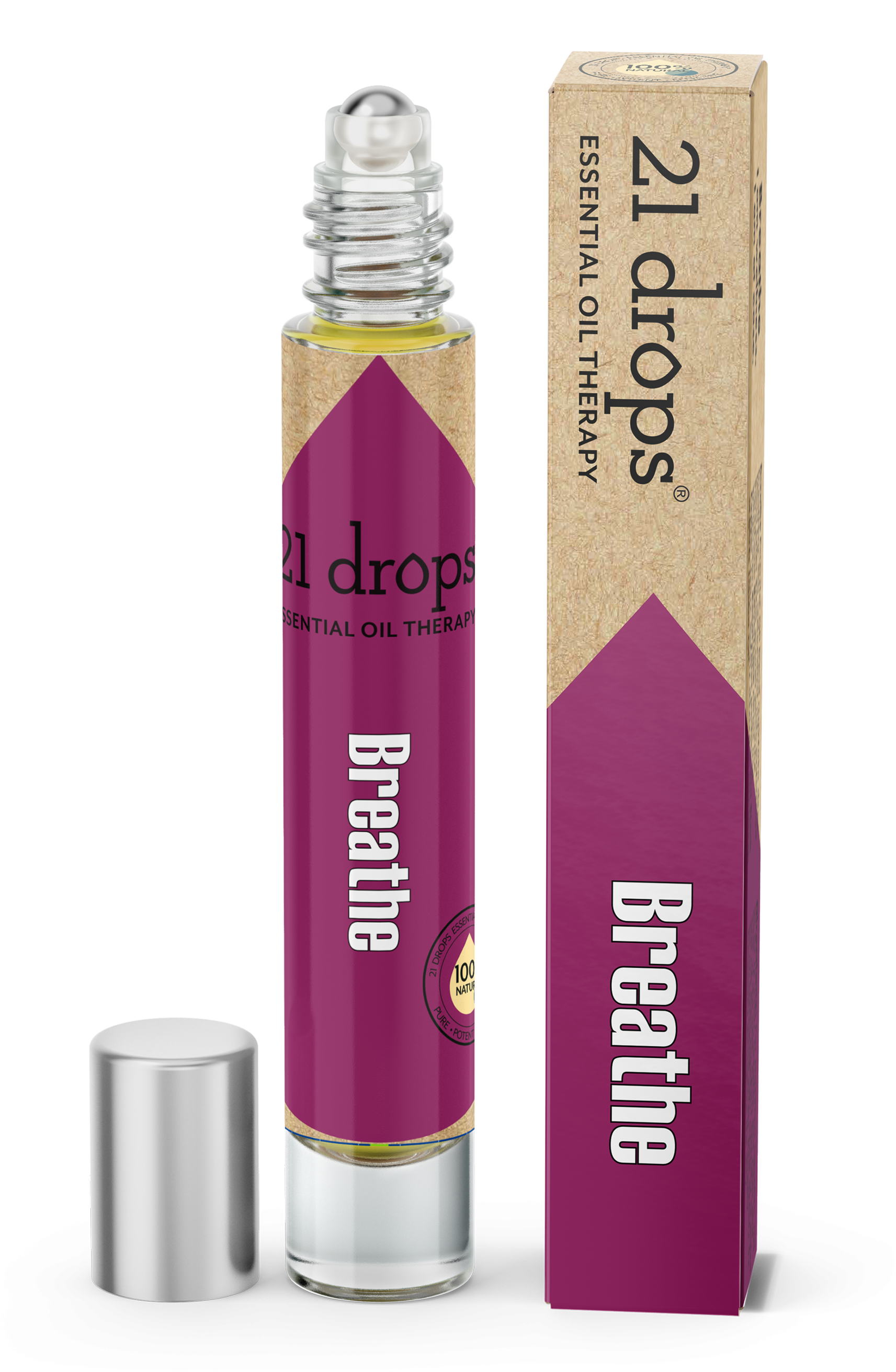 Breathe Roll On - 21 Drops - Organic / Wildcrafted Roll-on Essential (2128x2765), Png Download