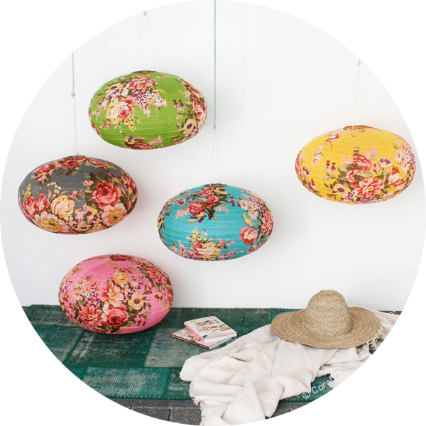 Flowery Chinese Lantern Bakker Made With Love Are Handmade - Lampion En Tissu (600x600), Png Download