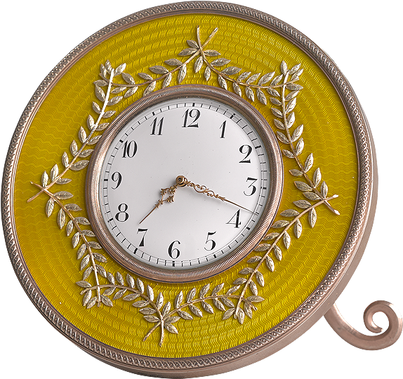 Russian Silver-gilt, Gold & Enamel Desk Clock - Silver-gilt (700x553), Png Download