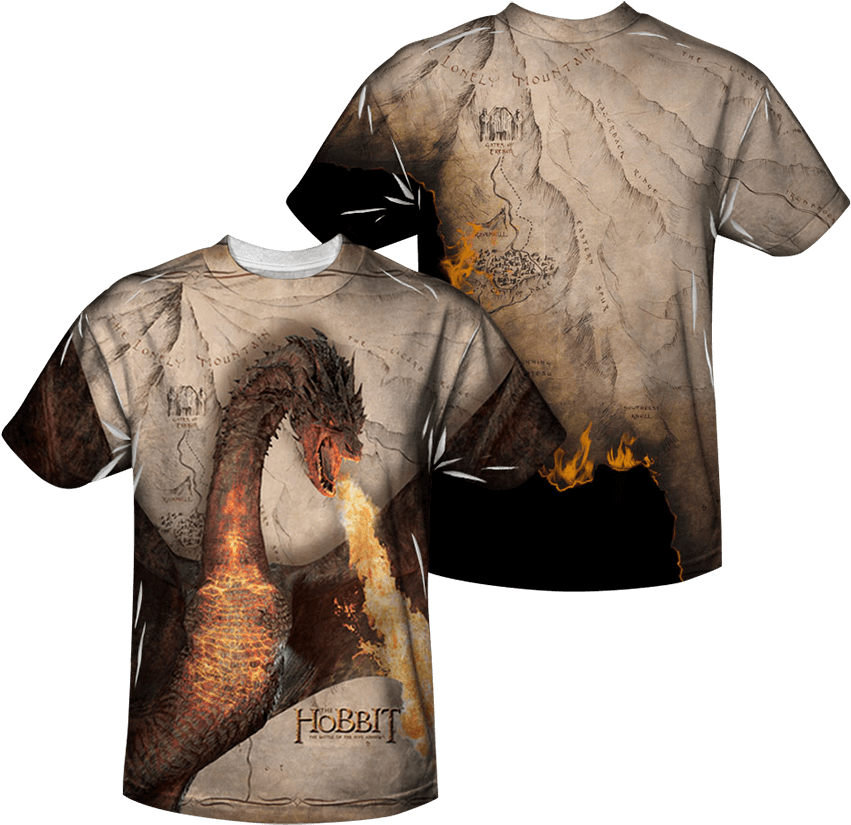 Smaug Attack Wraparound T-shirt - Hobbit Battle Of The Five Armies Smaug Attack Sublimation (850x850), Png Download