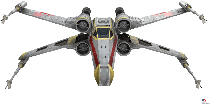Star Wars X Wing Starfighter Yellow Royalty Free 3d - X Wing Fighter Transparent Background (920x517), Png Download
