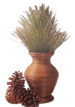 Made With Braided Pine Needles, Basketry Thread And - Vase (300x426), Png Download