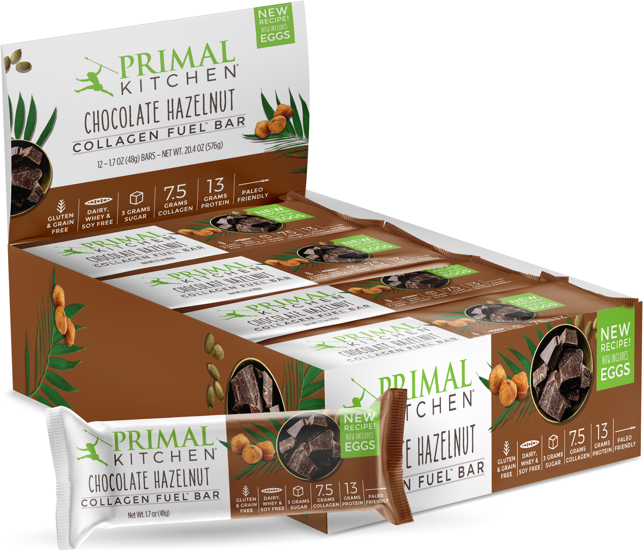 Chocolate Hazelnut Collagen Fuel Bars - Collagen (2048x2048), Png Download