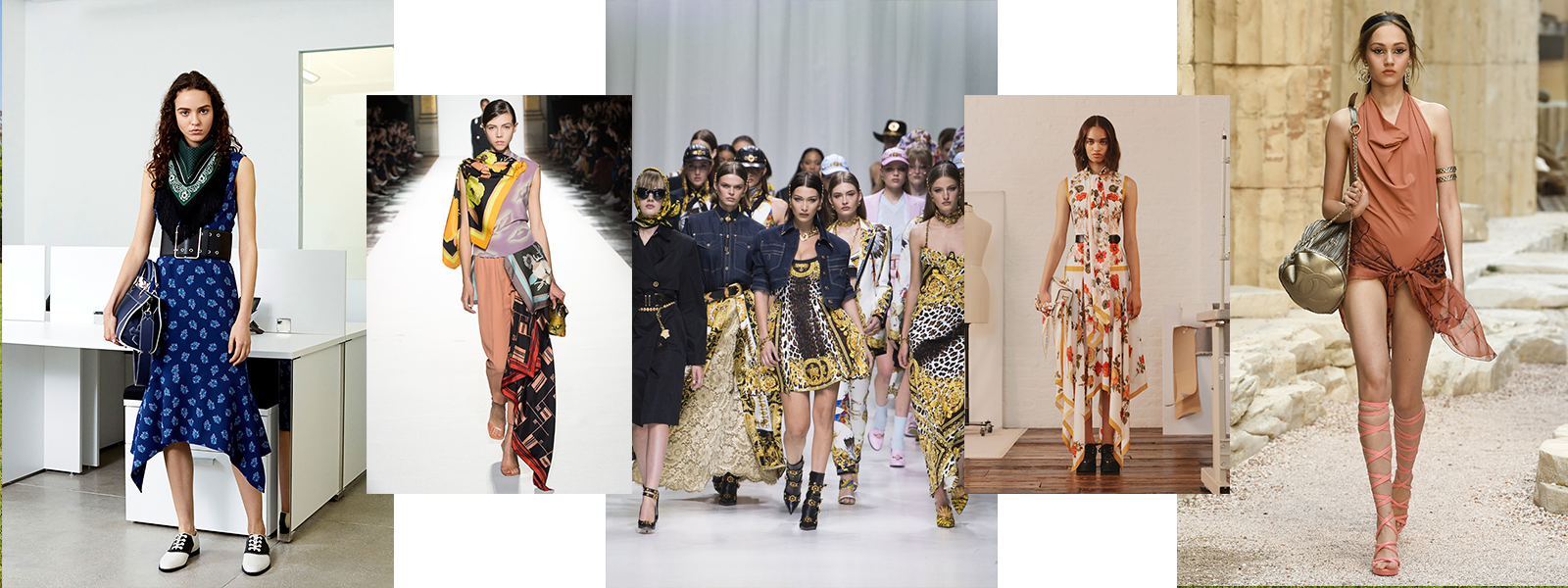 Scarf, Scarf Trend Spring Summer - Chanel Cruise 2018 Cc Button Overall Skirt (1600x600), Png Download