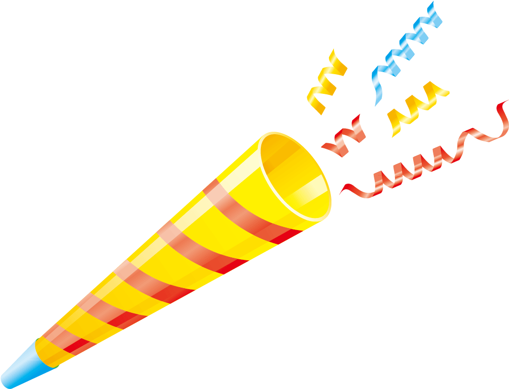 Confetti Birthday Party Horn Clip Art - Party Horn Transparent Background (1239x908), Png Download