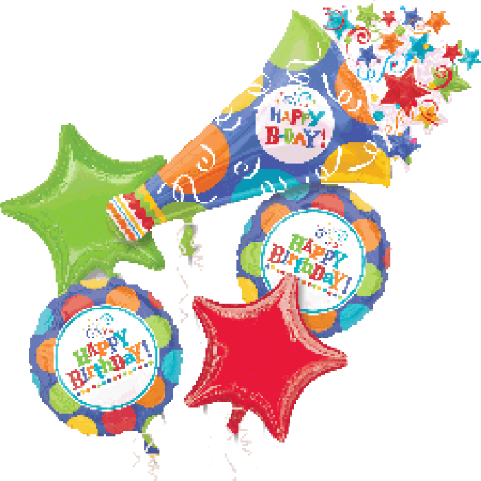 Birthday Fever Horn Balloon Bouquet - Birthday Horn (700x700), Png Download