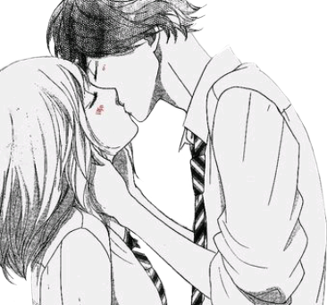 Anime Couple Animecouple Mangaanime Kiss - Ao Haru Ride Kou And Futaba Kiss (366x342), Png Download
