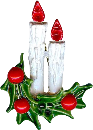 Vintage Original By Robert Christmas Candle Holly Berry - Brooch (451x451), Png Download