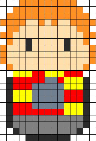 Ron Weasley Perler Bead Pattern / Bead Sprite - Hama Bead Harry Potter Ron (316x463), Png Download