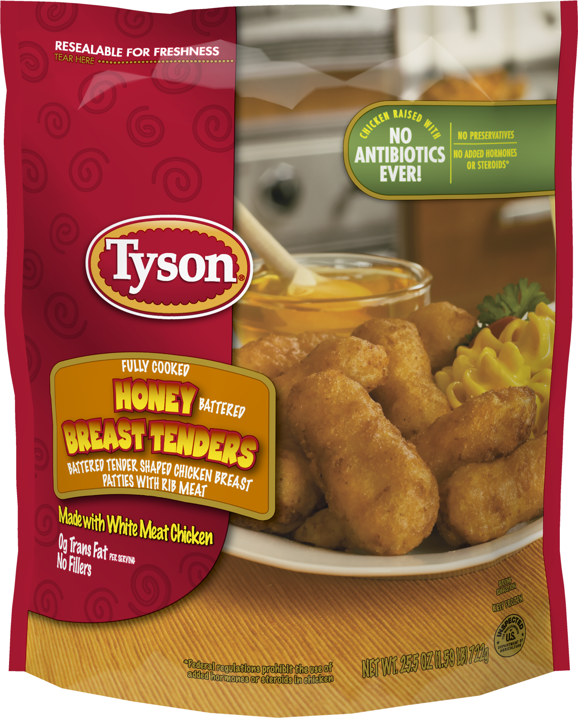 Tyson® Fully Cooked Honey Battered Breast Tenders, - Tyson Honey Chicken Tenders (2400x2400), Png Download