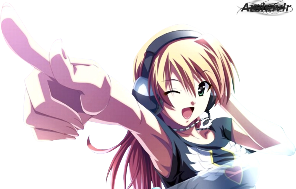 Anime Girl Dj Png (1024x640), Png Download