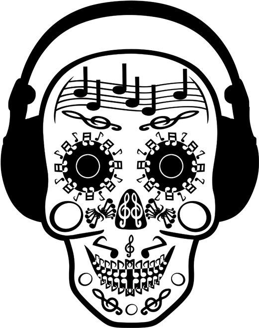 Music Notes Skull (675x675), Png Download