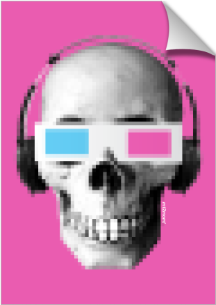 Pixelated Skull - Dj Skull (674x516), Png Download