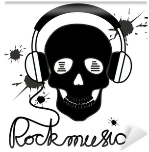 Illustration With Skull And Headphones Wall Mural • - Music Skull Vector (400x400), Png Download