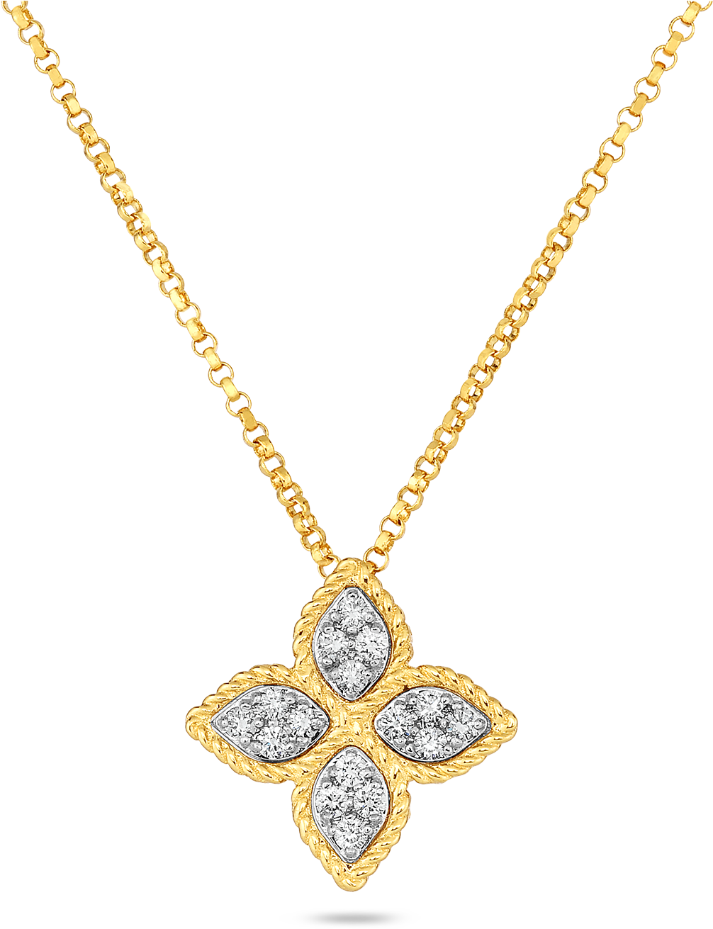 Roberto Coin Princess Flower Rose Gold Diamond Pendant (1600x1600), Png Download