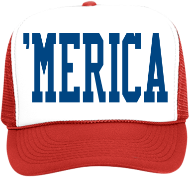 Red White And Blue 'merica - Think There's A Squatch In These Woods (428x400), Png Download