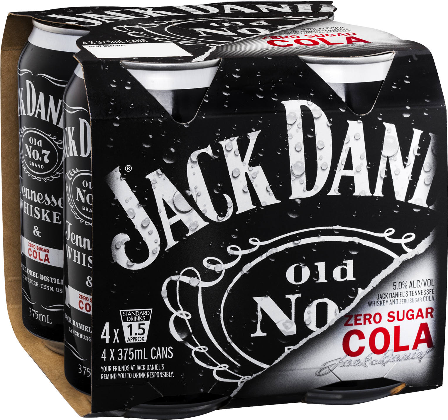 Jack Daniel's Tennessee Whiskey & Zero Sugar Cola Cans - Jack Daniels Cola Zero (1600x2000), Png Download