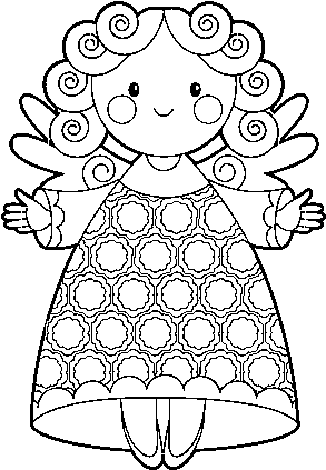 Christmas Angel 2 Coloring Page - Drawing (600x470), Png Download