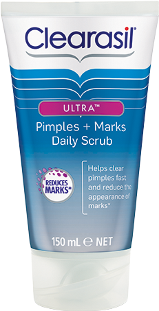 Daily Clear Blackhead Clearing Scrub - Clearasil Ultra Daily Scrub Pimples + Marks 150ml (250x500), Png Download