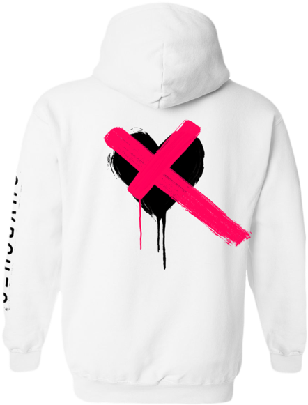 Painted White Heart Pullover Hoodie - Hoodie (600x600), Png Download