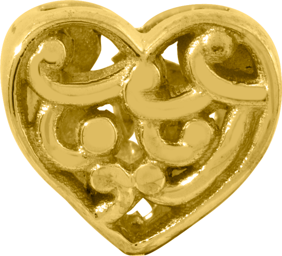 14k Yellow Gold Reflections Scroll Heart Bead - Goldia 14k Gold Reflections Scroll Heart Bead, Girl's (550x500), Png Download