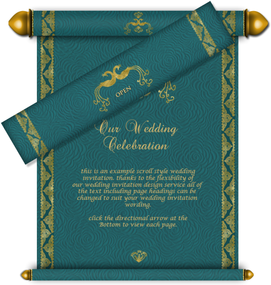 Dark Turquoise Indian Scroll Email Wedding Card With - Royal Scroll Invitation Card (574x589), Png Download