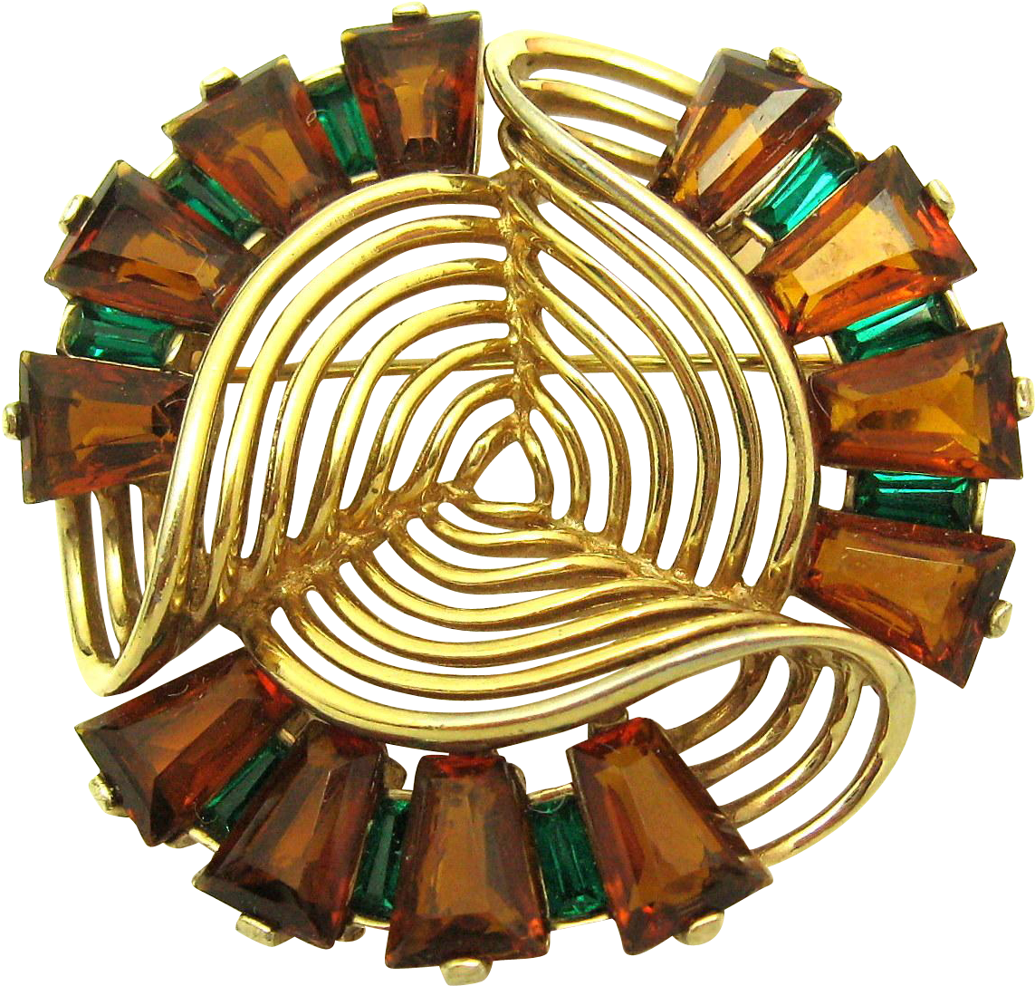 Vintage Mb Boucher 1940s Dimensional Gold Scroll Ribbon - Jewellery (1142x1142), Png Download