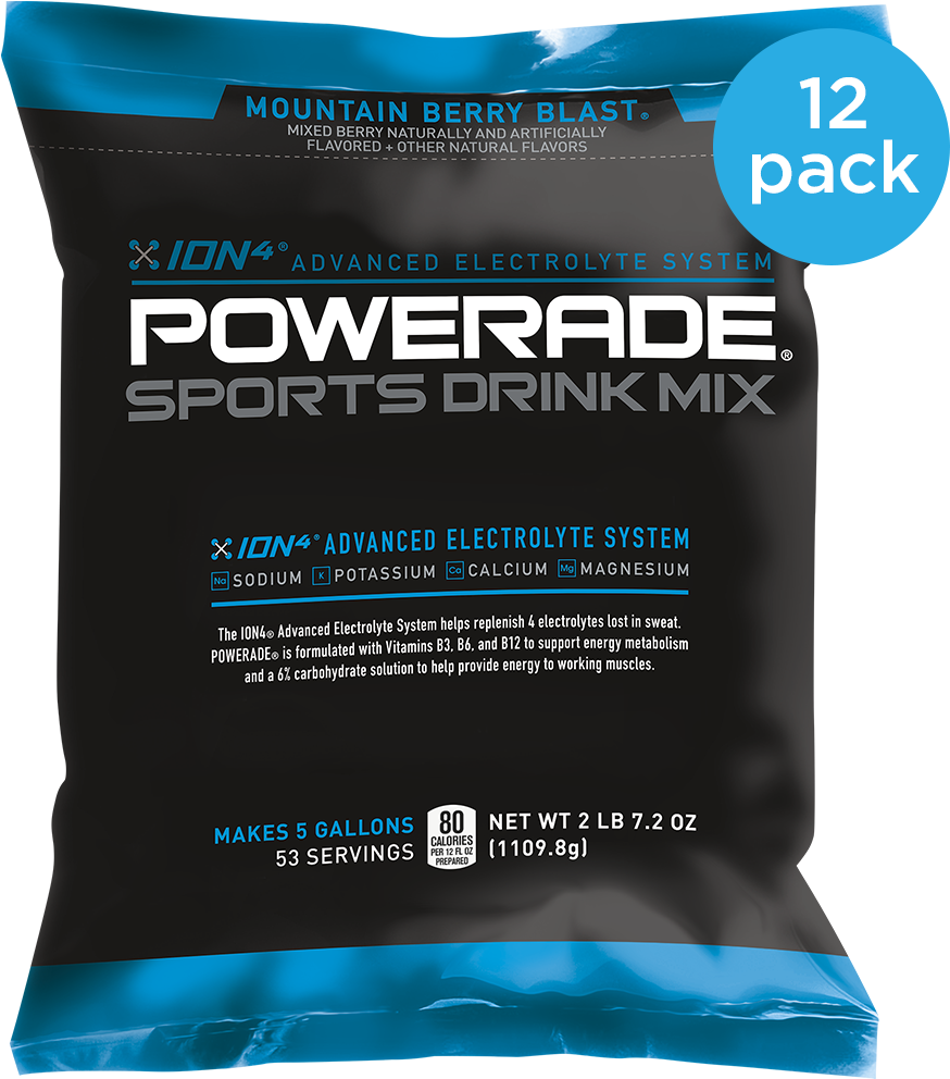 Powerade® Sports Drink Mix 5 Gallon Pouch - Powerade Ion4 Sports Drink Mix (1000x1000), Png Download