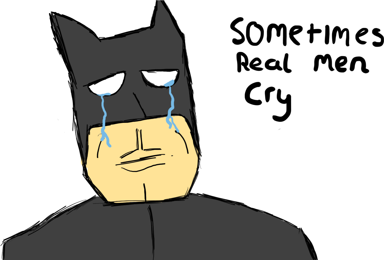 Batman Cry - Cartoon (2000x1000), Png Download