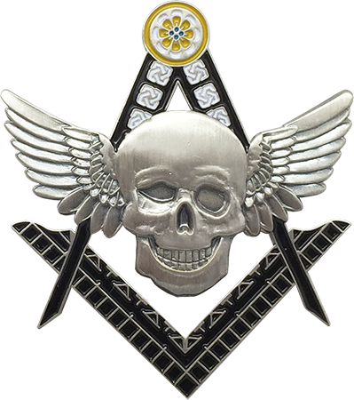 Masonic Square And Compass With Winged Skull Lapel - Freemasonry (399x450), Png Download