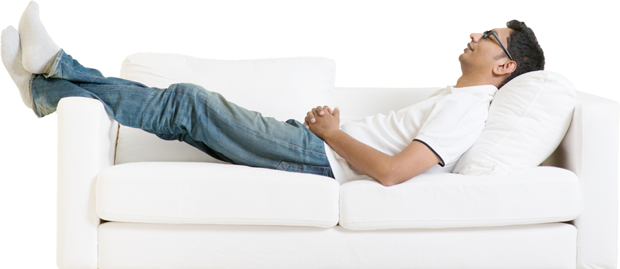 Man Sleeping Cleaning Service - Man Sleeping In Bed Png (900x391), Png Download